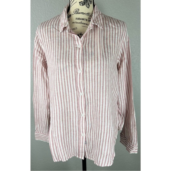 Rails Women’s Sidney Florence White And Pink Stripe Button Down Top, size Medium - Picture 1 of 9